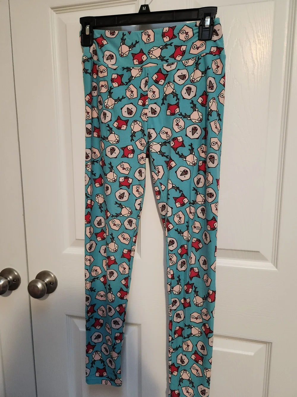 LuLaRoe Turquoise Owl & Fox Print Kids Leggings